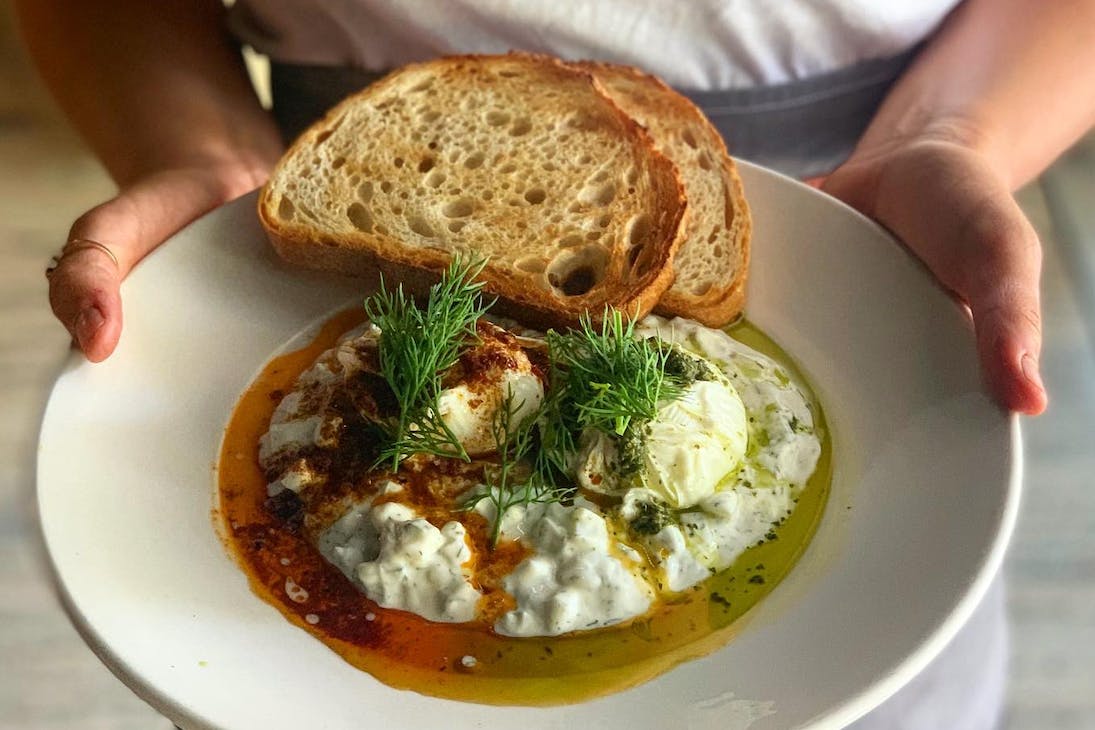 Turkish eggs at one of Perth's best breakfast spots in the CBD